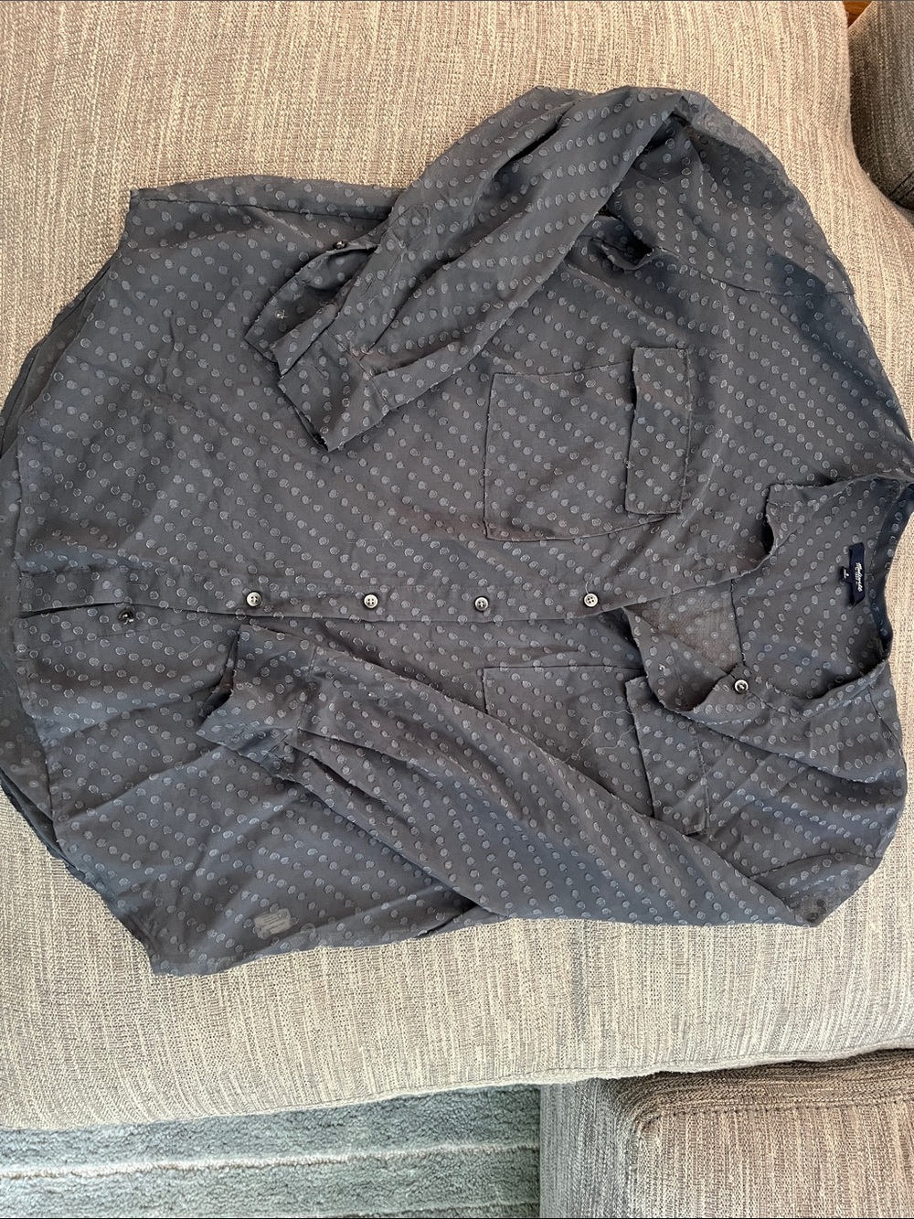 Madewell Dark Grey Button-Down Shirt with Micro Dot Print